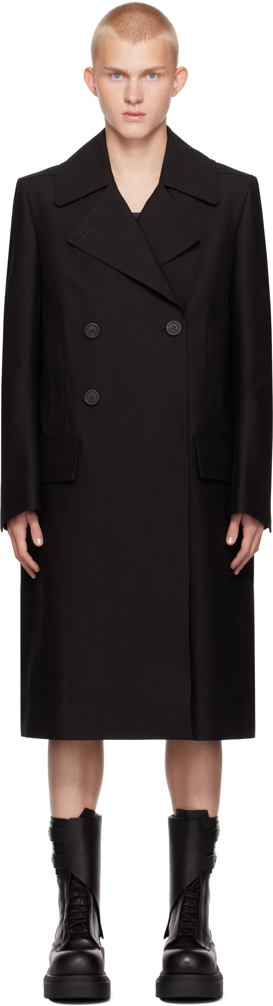 Rick Owens Black Porterville Slim Drella Coat Rick Owens