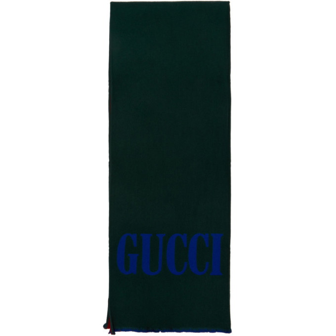 Photo: Gucci Blue and Beige Logo Scarf