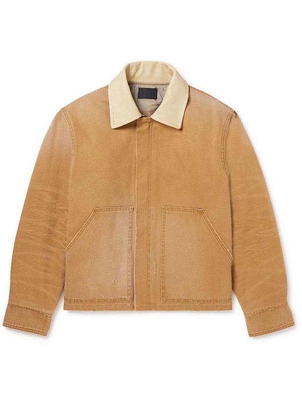 Photo: Fear of God - Leather-Trimmed Distressed Canvas Jacket - Brown