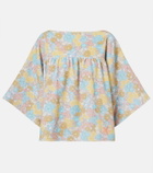 Chloé Floral gathered cotton top