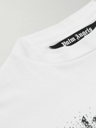 Palm Angels - Logo-Print Crystal-Embellished Cotton-Jersey T-Shirt - White