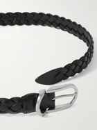 Brunello Cucinelli - 3cm Woven Textured-Leather Belt - Black