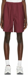 AMI Alexandre Mattiussi SSENSE Exclusive Burgundy Viscose Shorts