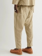 Universal Works - Kyoto Tapered Pleated Cotton-Corduroy Drawstring Trousers - Neutrals