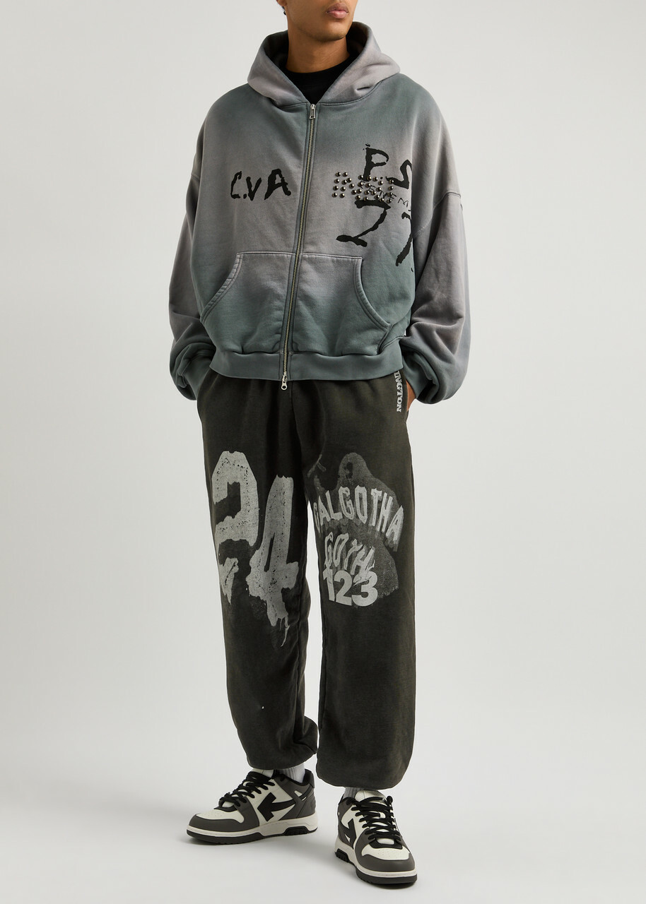 Rivington Roi Rebis Enemy Printed Cotton Sweatpants Black