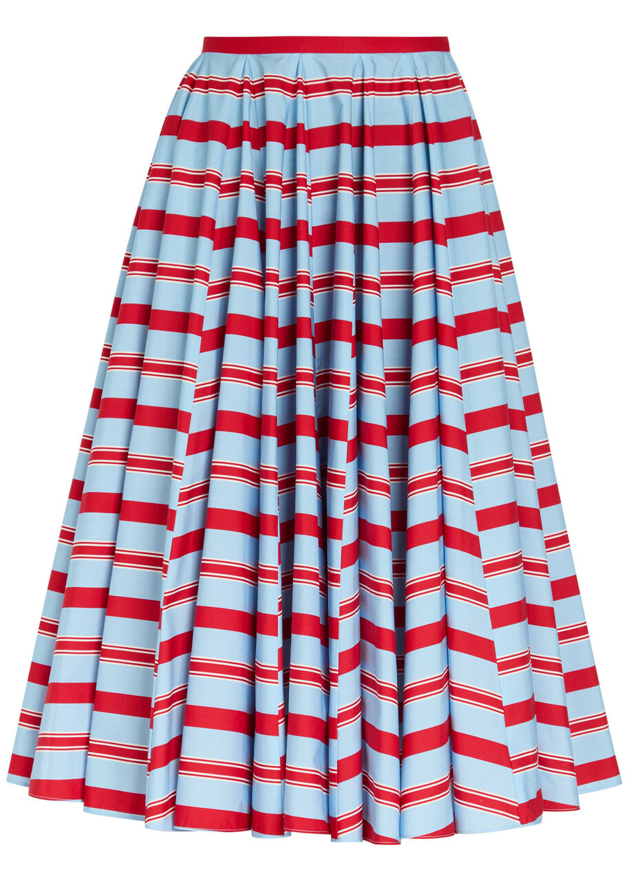 Emilia Wickstead Eglantine Striped Cotton-poplin Midi Skirt Multicoloured