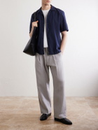 Sunspel - Camp-Collar Textured-Cotton Shirt - Blue
