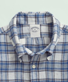Brooks Brothers Men's Irish Linen Check Sport Shirt | Blue