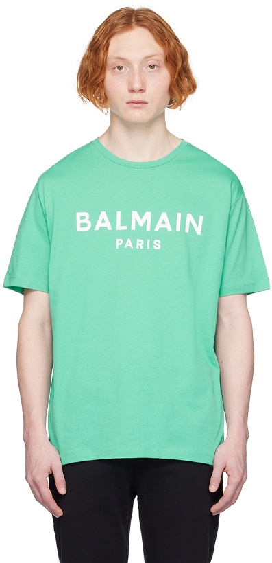 Photo: Balmain Green Printed T-Shirt