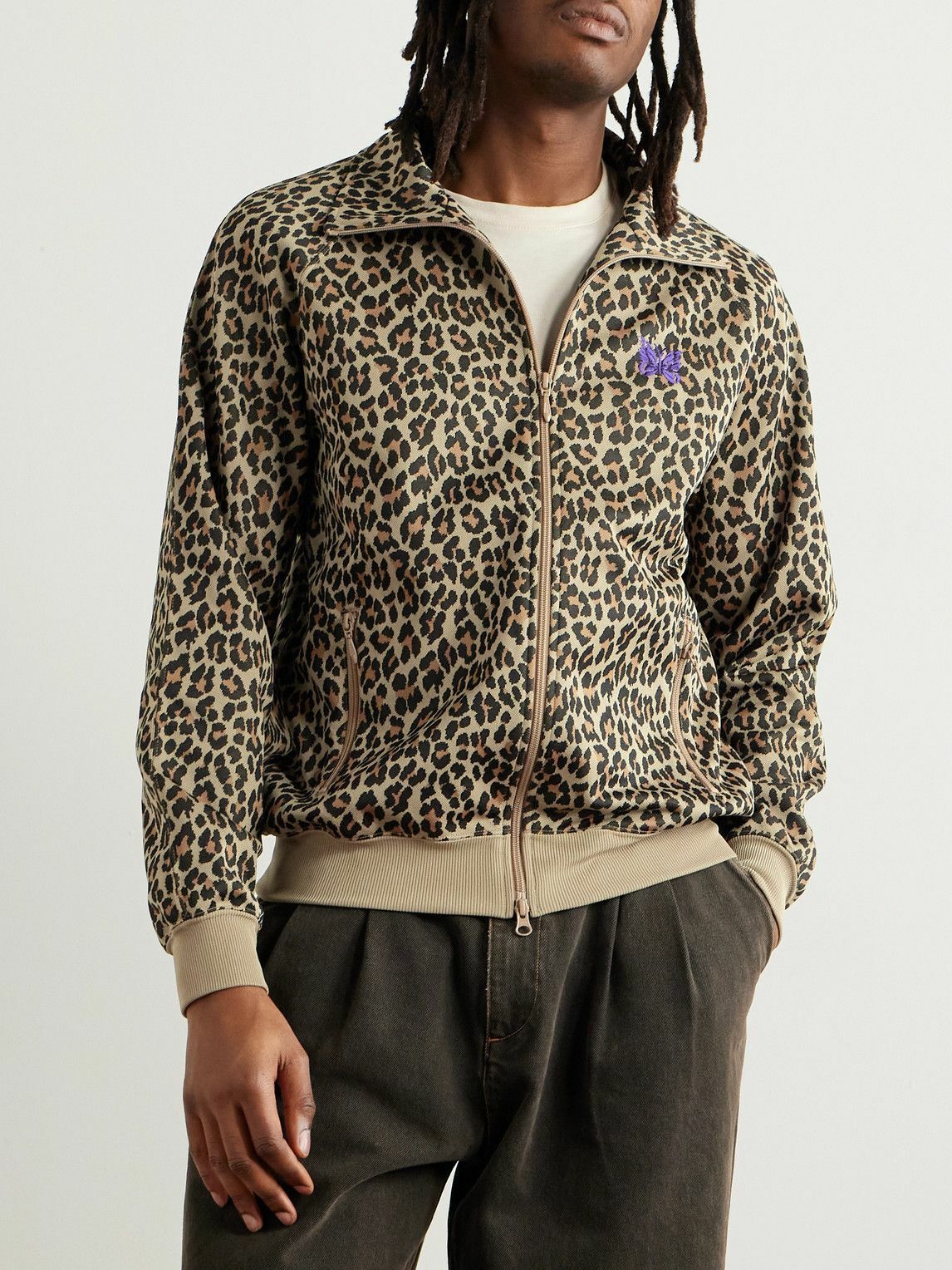 Needles - Logo-Embroidered Leopard-Print Jersey Track Jacket