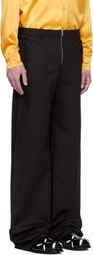 ANDREJ GRONAU Black Front Zip Flap Pocket Denim Trousers