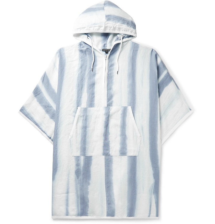 Photo: James Perse - Striped Linen Hooded Poncho - Blue