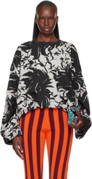Dries Van Noten Gray & Black Draped Sweatshirt