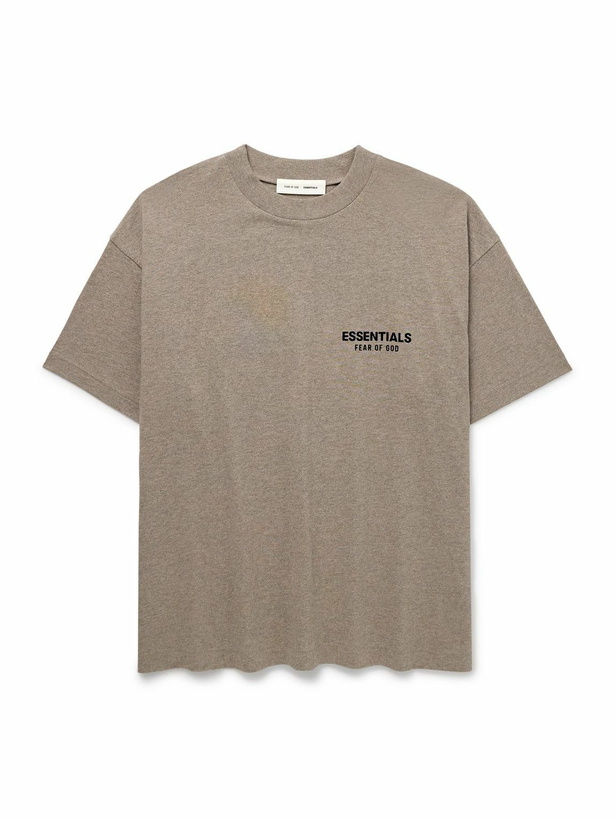 Photo: FEAR OF GOD ESSENTIALS - Logo-Appliquéd Cotton-Jersey T-Shirt - Brown