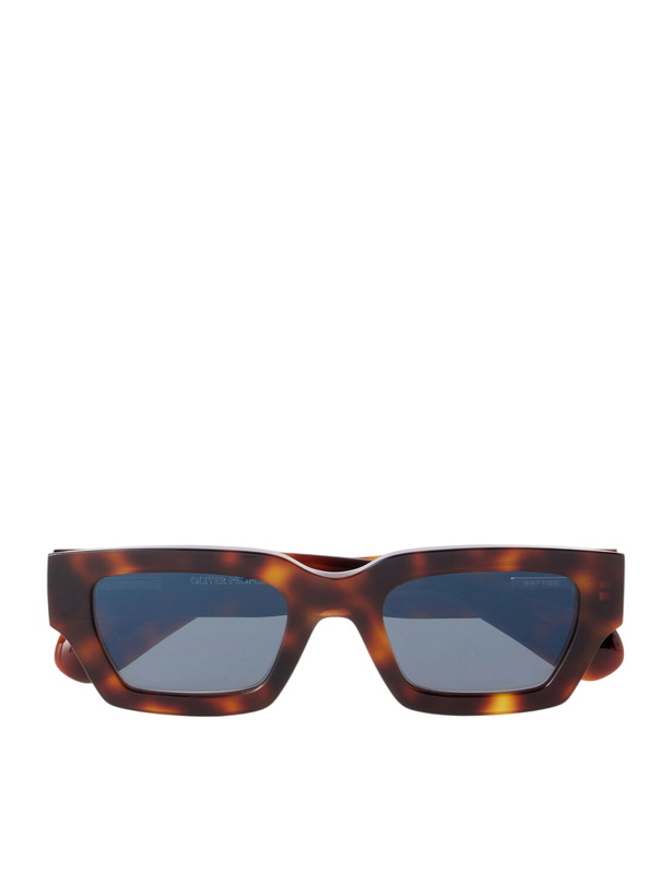 Photo: Oliver Peoples - Jil Sander Edition 6 Square-Frame Tortoiseshell Acetate Sunglasses