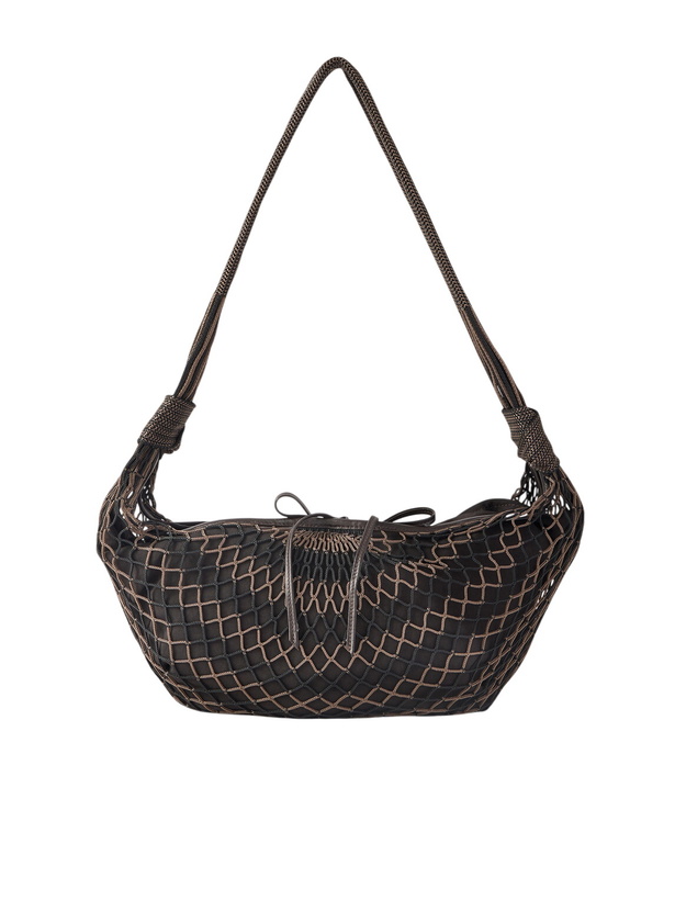 Photo: LEMAIRE - Croissant Leather-Trimmed Fishnet Messenger Bag