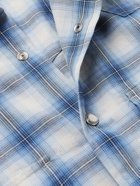 TOM FORD - Checked Cotton-Blend Western Shirt - Blue