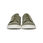 Ermenegildo Zegna Green Canvas Triple Stitch Sneakers