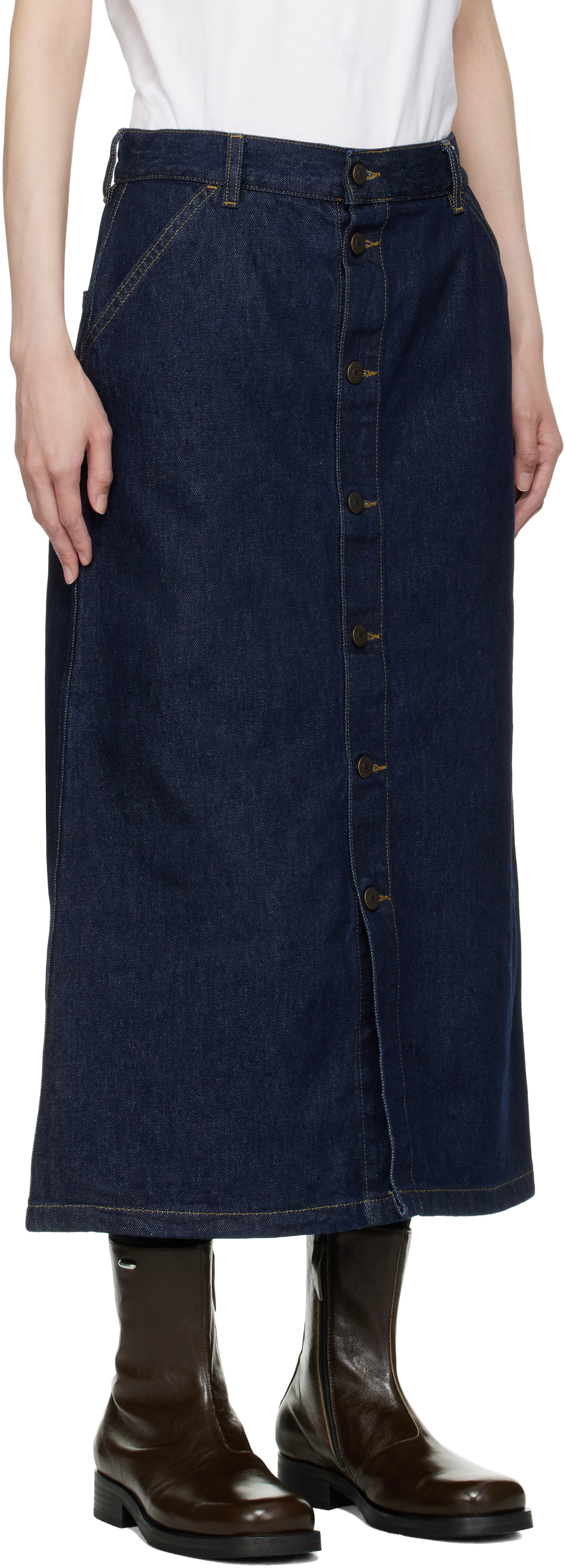 Carhartt Work In Progress Blue Marvin Denim Midi Skirt