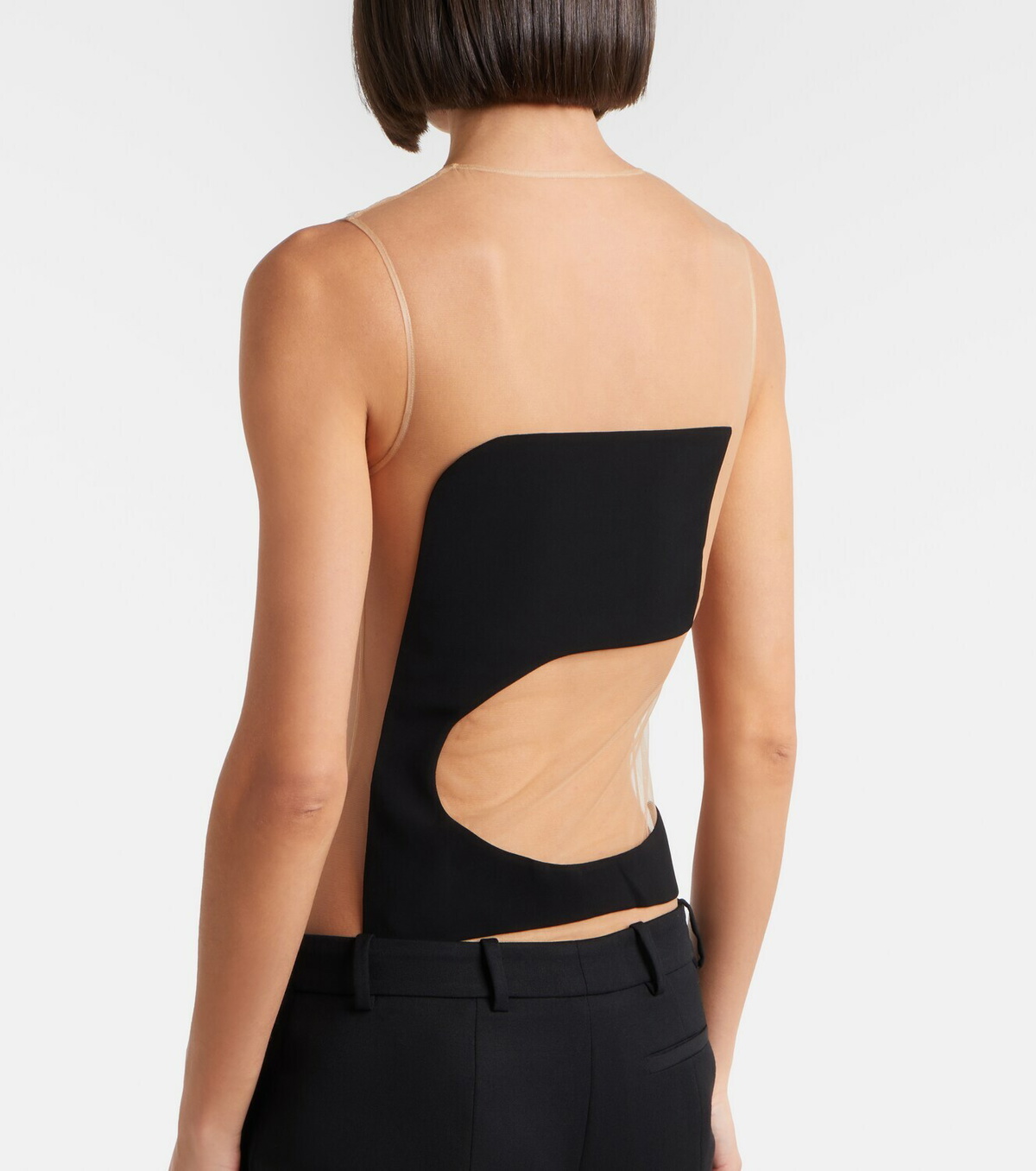 Courrèges Satin and tulle bodysuit