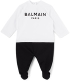 Balmain Baby White & Black Logo Bodysuit Set