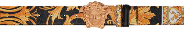 Photo: Versace Black & Gold Barocco Print Belt