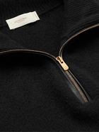 Agnona - Leather-Trimmed Cashmere Half-Zip Sweater - Black