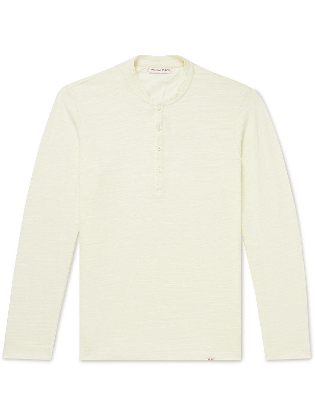 Photo: Orlebar Brown - Harrison Garment-Dyed Slub Cotton-Jersey Henley T-Shirt - White