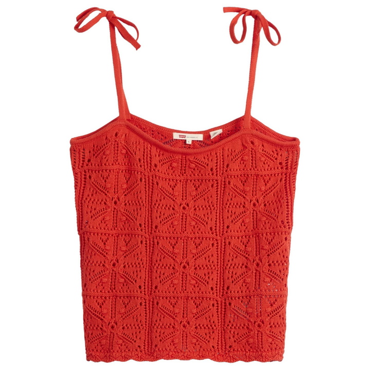 Photo: Levi's Women's Abbey Tie Shoulder Crochet Tank in Signal Red