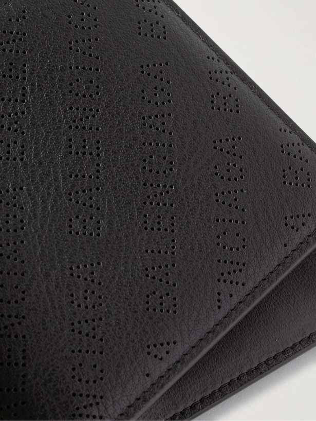 Photo: BALENCIAGA - Logo-Perforated Full-Grain Leather Billfold Wallet