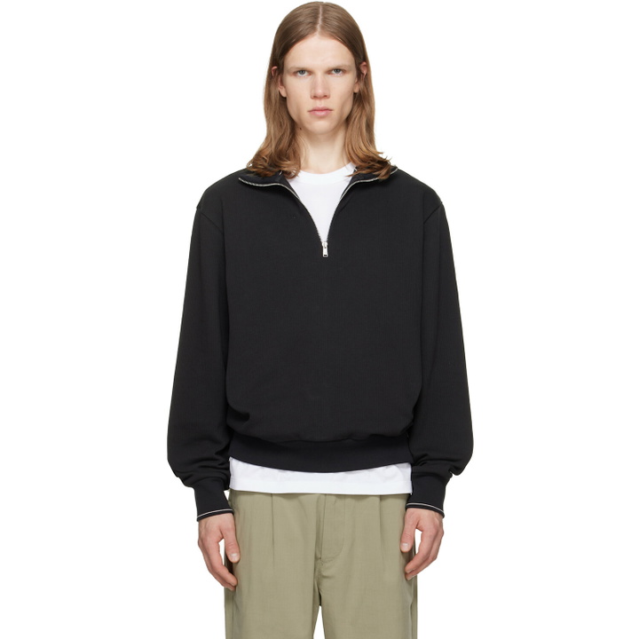 Photo: BOSS Black Zipper Neck Structured Cotton Sweatshirt