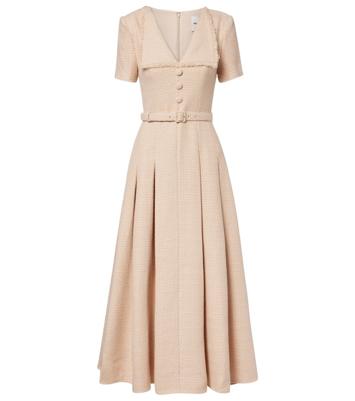Photo: Roland Mouret Belted bouclé maxi dress