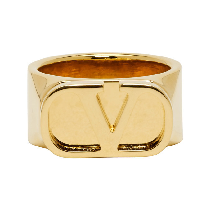 Photo: Valentino Gold Valentino Garavani Logo Ring