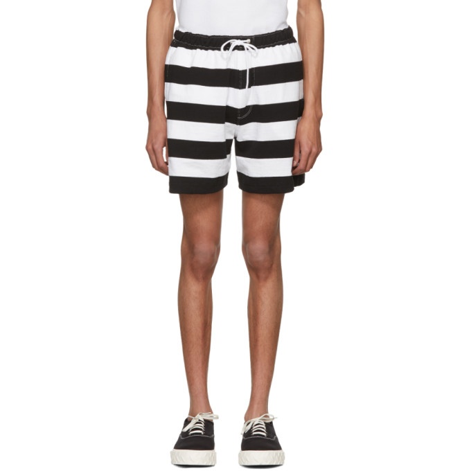Photo: Noah NYC Black and White Rugby Shorts