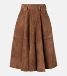 Ami Paris Pleated suede midi skirt