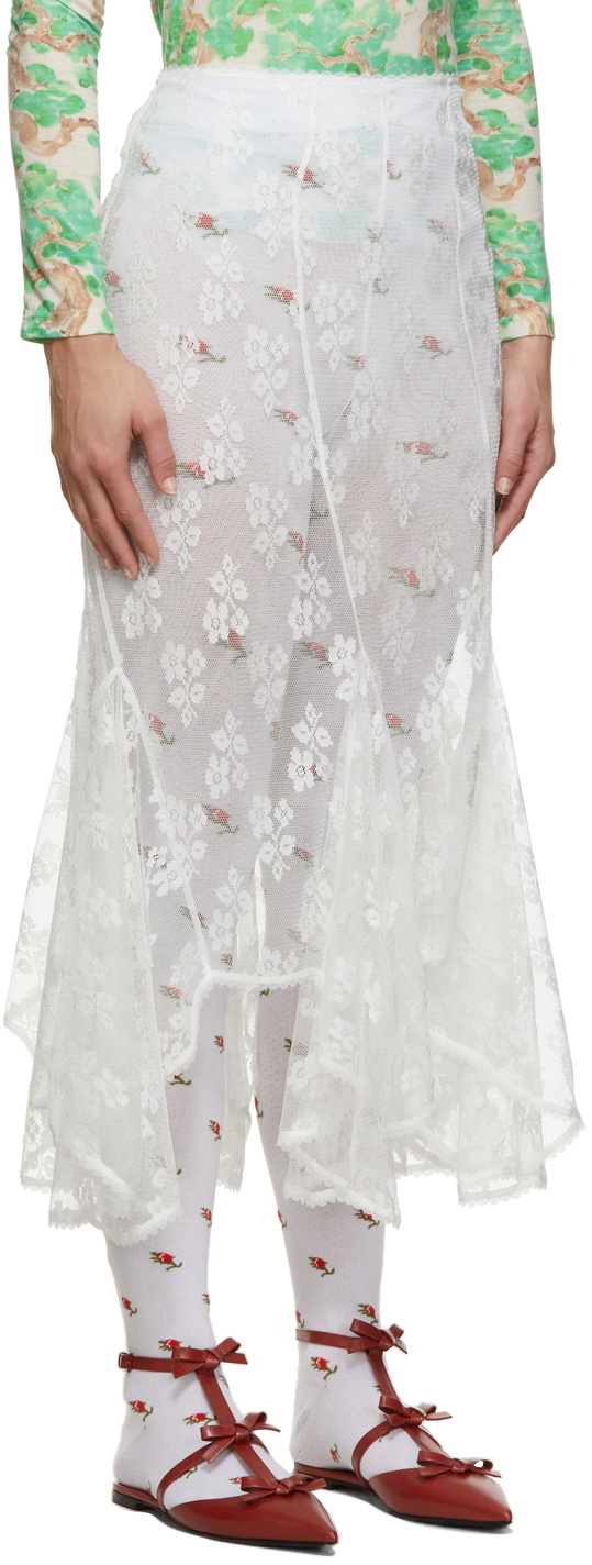 Yuhan Wang White Flared Lace Skirt Yuhan Wang