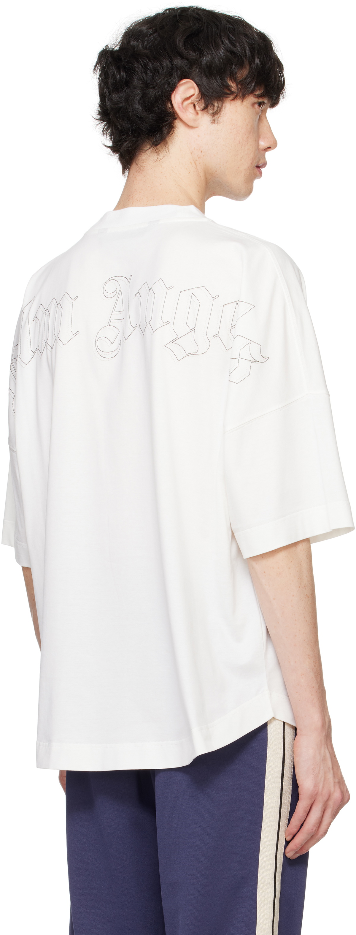 Palm Angels White Embroidered Monogram T-shirt Palm Angels