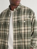 Human Made - Logo-Embroidered Checked Cotton-Flannel Shirt - Green