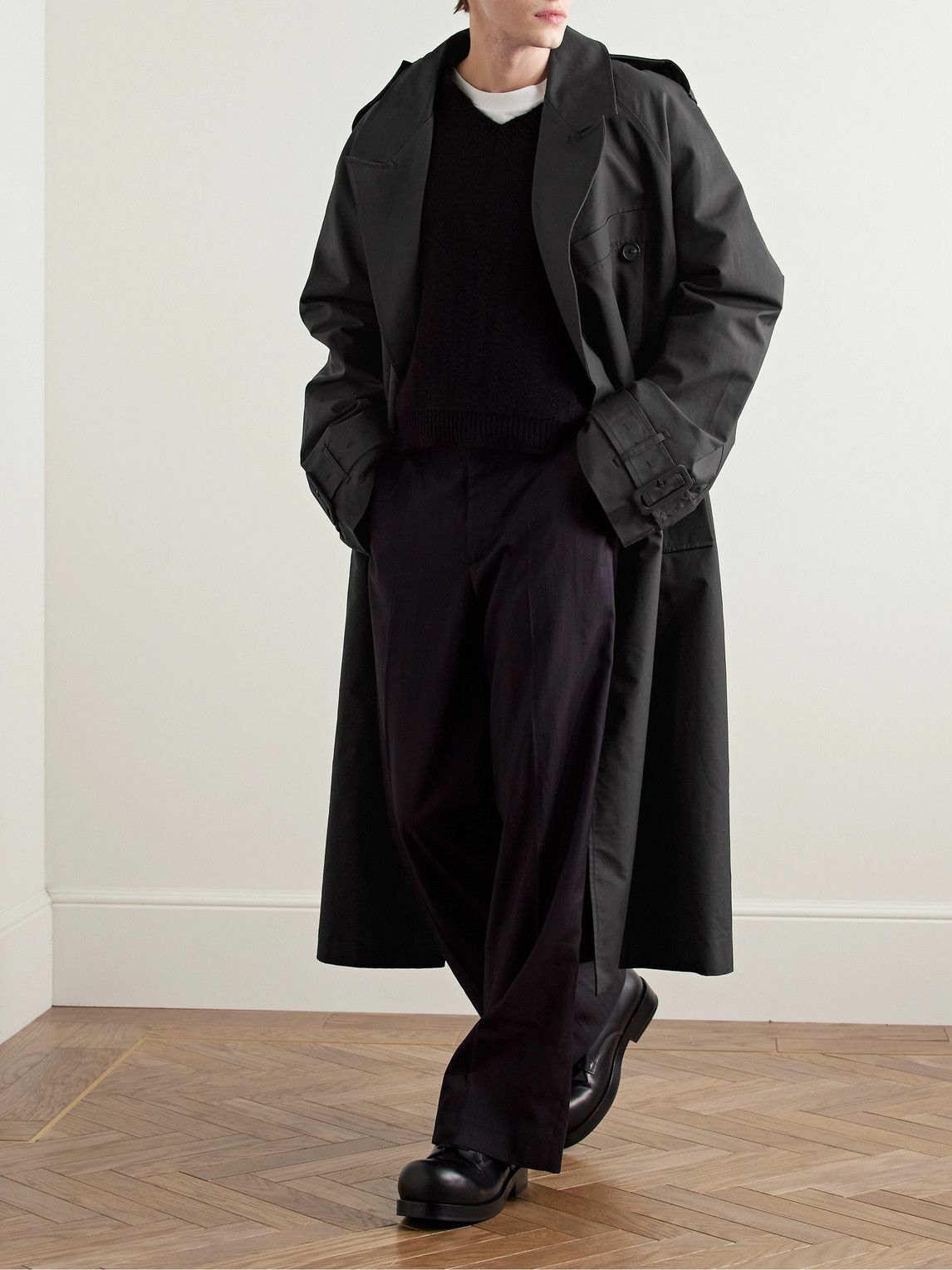 Entire Studios - Wellington Oversized Double-Breasted Cotton-Canvas Trench Coat - Black