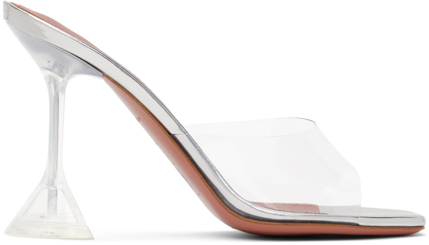 AMINA MUADDI 'lupita' Transparent Glass Heeled Sandals Women Shoes Heels  Mules 'lupita' Transparent Glass Heeled Sandals in Metallic