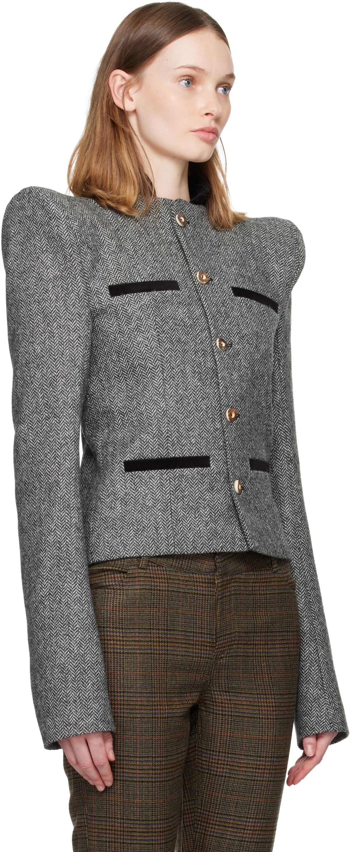 LAURA ANDRASCHKO Gray Pagoda Loden Jacket