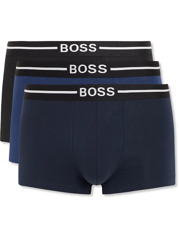 Photo: Hugo Boss - Three-Pack Stretch-Cotton Jersey Boxer Briefs - Black