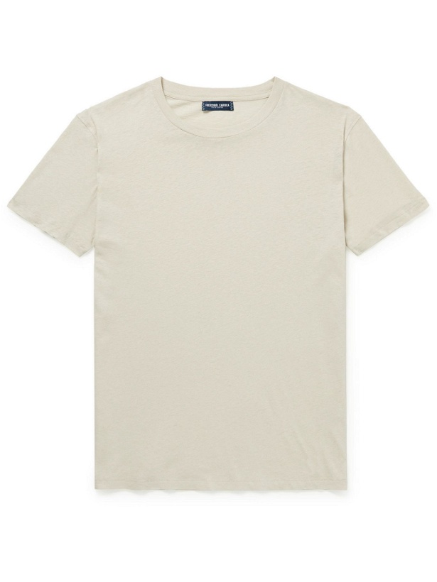 Photo: FRESCOBOL CARIOCA - Lucio Slim-Fit Cotton and Linen-Blend T-Shirt - Neutrals