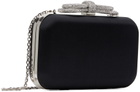MACH & MACH Black Double Bow Satin Clutch