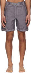 COOR Gray Ripstop Over Dying Curved Swim Shorts