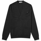 Maison Kitsuné Men's Tonal Fox Head Patch Regular Cardigan in Black