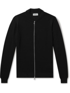 JOHN SMEDLEY - 6Singular Honeycomb-Knit Merino Wool Zip-Up Cardigan - Black