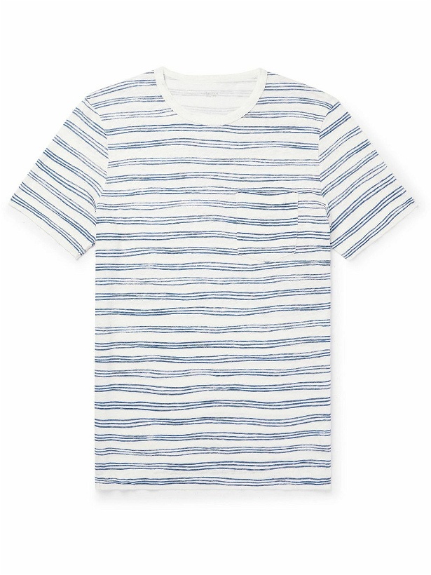 Photo: Hartford - Slim-Fit Striped Linen T-Shirt - Blue