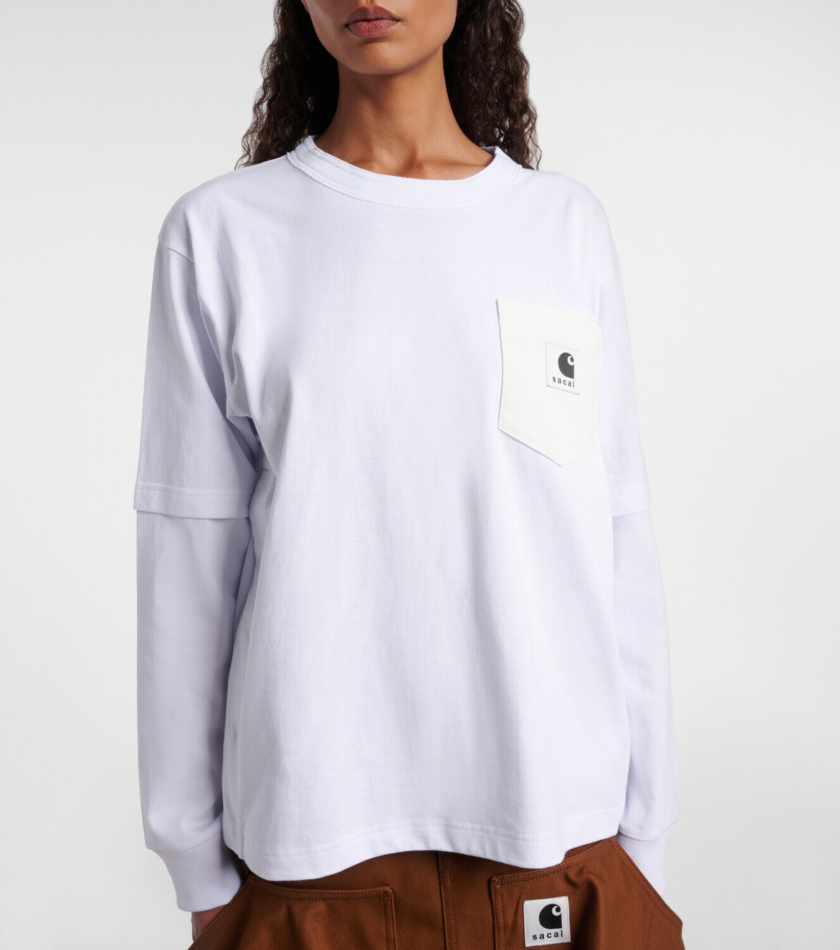 sacai レイヤードTシャツ Sacai x Carhartt layered cotton jersey top Sacai
