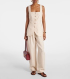 Posse Lucille pinstripe linen barrel-leg pants